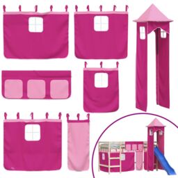 Berkfield Home Curtains for Loft Bed with Tower Pink Polyester - thumbnail 2