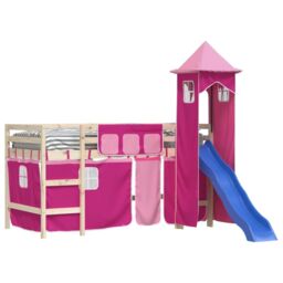 Berkfield Home Curtains for Loft Bed with Tower Pink Polyester - thumbnail 4