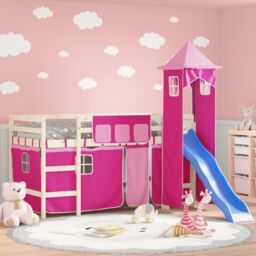 Berkfield Home Curtains for Loft Bed with Tower Pink Polyester