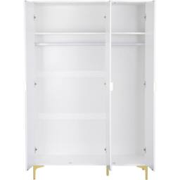 Seconique Miami 3 Door Wardrobe - White/Gold in White - thumbnail 4