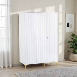 Seconique Miami 3 Door Wardrobe - White/Gold in White - thumbnail 1