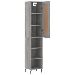 Berkfield Home Highboard Grey Sonoma 34.5x34x180 cm Engineered Wood - thumbnail 4