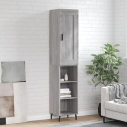 Berkfield Home Highboard Grey Sonoma 34.5x34x180 cm Engineered Wood - thumbnail 1
