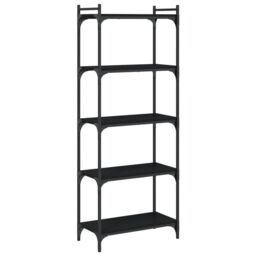 Berkfield Home Bookcase 5-Tier Black 60x30x154 cm Engineered Wood - Size: 60 x 30 x 154 cm - thumbnail 6