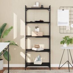 Berkfield Home Bookcase 5-Tier Black 60x30x154 cm Engineered Wood - Size: 60 x 30 x 154 cm - thumbnail 1