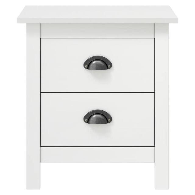 Berkfield Home Bedside Cabinet Hill White 46x35x49.5 cm Solid Pine Wood - image 1