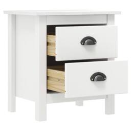 Berkfield Home Bedside Cabinet Hill White 46x35x49.5 cm Solid Pine Wood - thumbnail 3