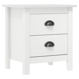 Berkfield Home Bedside Cabinet Hill White 46x35x49.5 cm Solid Pine Wood - thumbnail 2