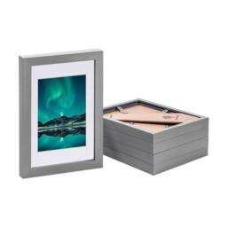 "Nicola Spring Photo Frames with 4"" x 6"" Mount - A5 (6"" x 8"") - White Mount - Pack of 5 in Grey"