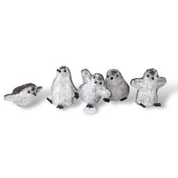 mysmartbuy 5 x Acrylic Light Up Penguin Ornaments - Battery Powered Indoor Outdoor Illuminated Christmas Decorations with 8 LEDs & Timer in Silver - thumbnail 3
