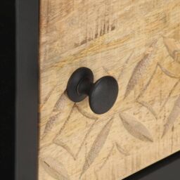 Berkfield Home Coffee Table with Carved Door 90x55x36 cm Rough Mango Wood in Brown - Size: 90 x 55 x 36 cm - thumbnail 6