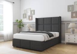 "Sloomy Beaumont Dumfries Divan Base No Drawers-54"" Wing Headboard & Footboard in Dark Grey - Size: Small Single" - thumbnail 3