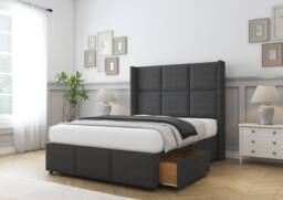 "Sloomy Beaumont Dumfries Divan Base No Drawers-54"" Wing Headboard & Footboard in Dark Grey - Size: Small Single" - thumbnail 4