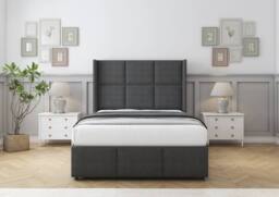 "Sloomy Beaumont Dumfries Divan Base No Drawers-54"" Wing Headboard & Footboard in Dark Grey - Size: Small Single" - thumbnail 2