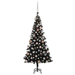 Berkfield Home Beautiful Artificial Pre-lit Christmas Tree with Ball Set Black 1 - thumbnail 2