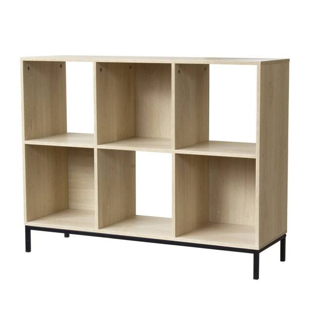 CALICOSY 6-Compartment Storage Shelf With Metal Legs in Light Brown - image 1
