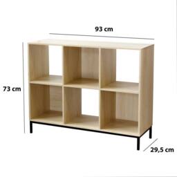 CALICOSY 6-Compartment Storage Shelf With Metal Legs in Light Brown - thumbnail 9