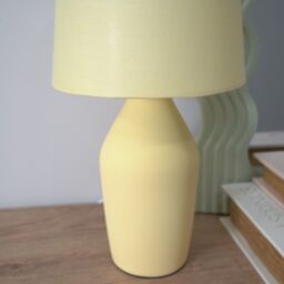 ValueLights Arlo Compact Ceramic Table Lamp with Fabric Shade with LED Bulb in Yellow - thumbnail 4