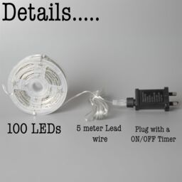 Shatchi 10m/100LEDs String Lights 8 Modes Auto Timer Fairy Lights - Flexible Indoor/Outdoor Decorations in White - Size: 1 Pack - thumbnail 6