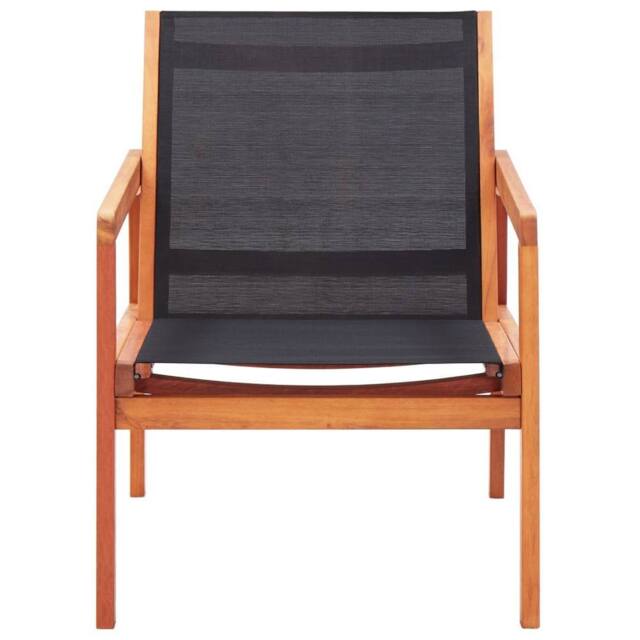 Berkfield Home Garden Lounge Chair Black Solid Eucalyptus Wood & Textilene - image 1