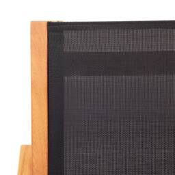 Berkfield Home Garden Lounge Chair Black Solid Eucalyptus Wood & Textilene - thumbnail 5