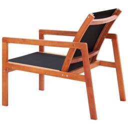 Berkfield Home Garden Lounge Chair Black Solid Eucalyptus Wood & Textilene - thumbnail 4