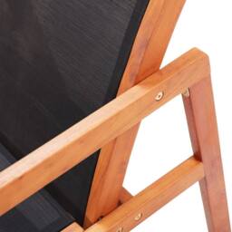 Berkfield Home Garden Lounge Chair Black Solid Eucalyptus Wood & Textilene - thumbnail 6
