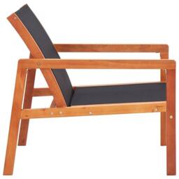 Berkfield Home Garden Lounge Chair Black Solid Eucalyptus Wood & Textilene - thumbnail 3