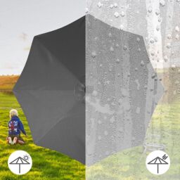 Living and Home 3m Large Solar Powered LED Patio Umbrella for Outdoor Garden Patio without Base in Grey - thumbnail 7
