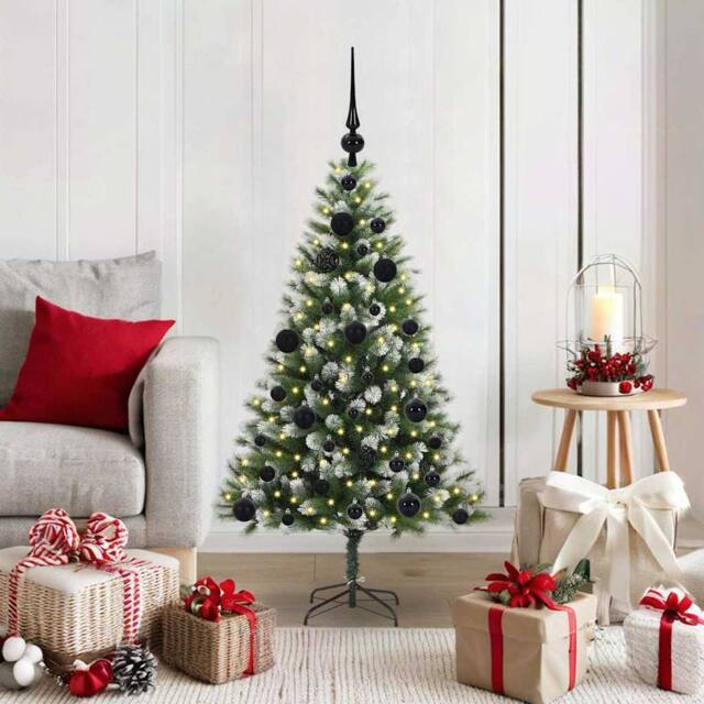 Berkfield Home Artificial Hinged Christmas Tree with Flocked Snow 120 cm in Green - image 1