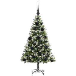 Berkfield Home Artificial Hinged Christmas Tree with Flocked Snow 120 cm in Green - thumbnail 3