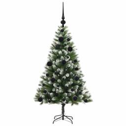 Berkfield Home Artificial Hinged Christmas Tree with Flocked Snow 120 cm in Green - thumbnail 4