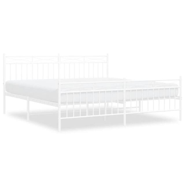 Berkfield Home Metal Bed Frame with Headboard & Footboard White 183x213 cm - image 1
