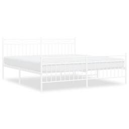 Berkfield Home Metal Bed Frame with Headboard & Footboard White 183x213 cm