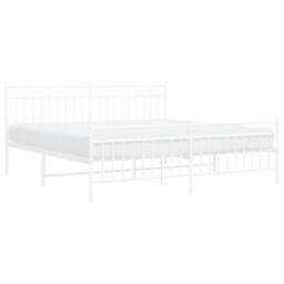 Berkfield Home Metal Bed Frame with Headboard & Footboard White 183x213 cm - thumbnail 4