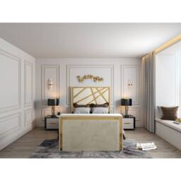 KDMD Morgan Upholstered Soft Velvet Cream TV Bed Frame - Size: Single - thumbnail 2