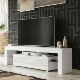 Creative Furniture Aria TV Unit 160cm White with High Gloss Doors & LED Lights - thumbnail 7