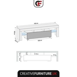 Creative Furniture Aria TV Unit 160cm White with High Gloss Doors & LED Lights - thumbnail 4