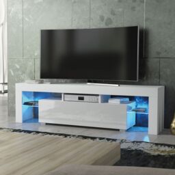 Creative Furniture Aria TV Unit 160cm White with High Gloss Doors & LED Lights - thumbnail 5