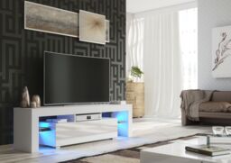 Creative Furniture Aria TV Unit 160cm White with High Gloss Doors & LED Lights - thumbnail 3