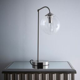 K LIVING Bianca Satin Nickel Table Lamp Ribbed Glass in Silver - thumbnail 2