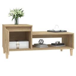 Berkfield Home Coffee Table Sonoma Oak 100x50x45 cm Engineered Wood in Light Brown - Size: 100 x 50 x 45 cm - thumbnail 4