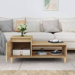 Berkfield Home Coffee Table Sonoma Oak 100x50x45 cm Engineered Wood in Light Brown - Size: 100 x 50 x 45 cm - thumbnail 3