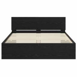 Berkfield Home Bed Frame with Headboard Black Oak 120 x 200 cm Engineered Wood - thumbnail 6