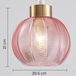 Harper Living Easy Fit Glass Pendant Shade 21cm Diameter in Pink - thumbnail 5