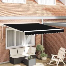 Berkfield Home Manual Retractable Awning Black 350x250 cm - thumbnail 2