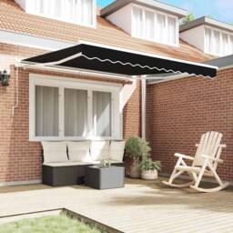 Berkfield Home Manual Retractable Awning Black 350x250 cm - thumbnail 3