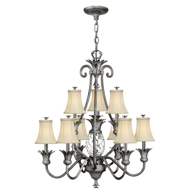 Loops 10 Bulb Chandelier LIght Polished Antique Nickel LED E14 60W in Metallics