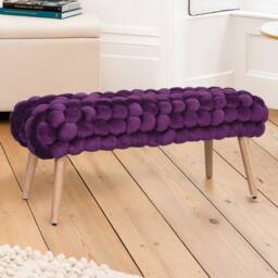 Artemis Home Cushla Bubbly Velvet Large Footstool in Purple - thumbnail 1