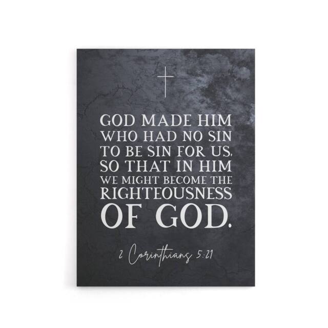 "Artery8 Corinthians 5 21 No Sin Bible Quote Canvas Wall Art Print in Grey - Size: W18"" x H24""" - image 1